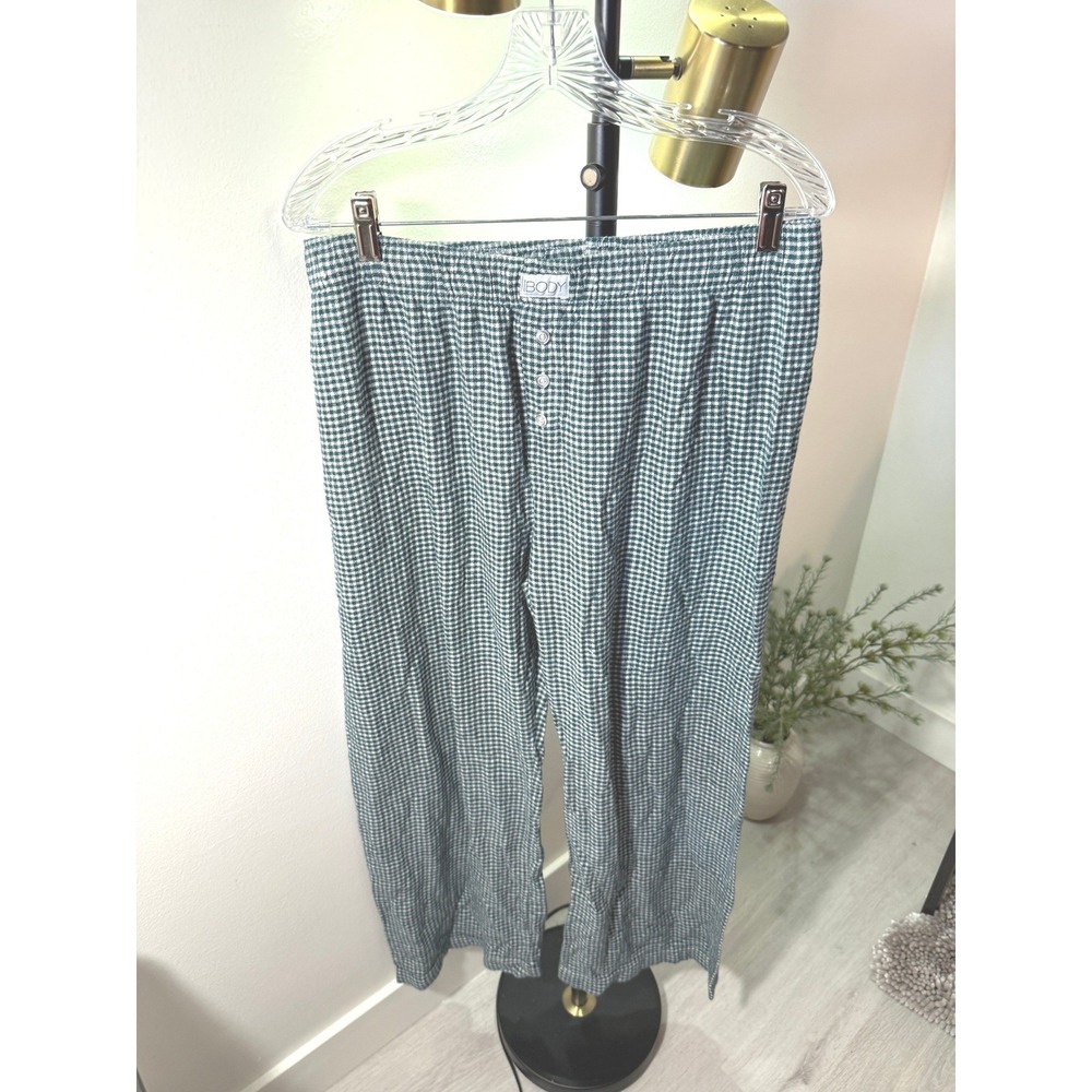 Cotton On Body Green Gingham Pajama Pants Large Relaxed Lounge Sleepwear Check
